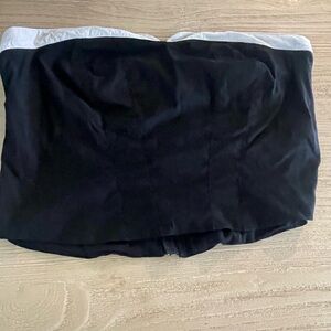Anthropologie Black and Cream Strapless crop tube like Top-large